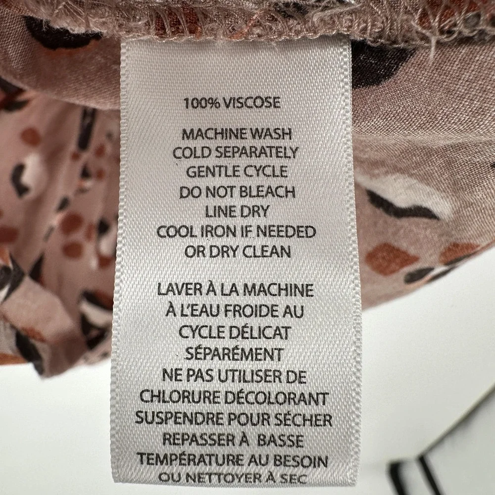 beachlunchlounge Shirt Womens XL Brown‎ Leopard Print Boho Tiered Ruffle V-Neck